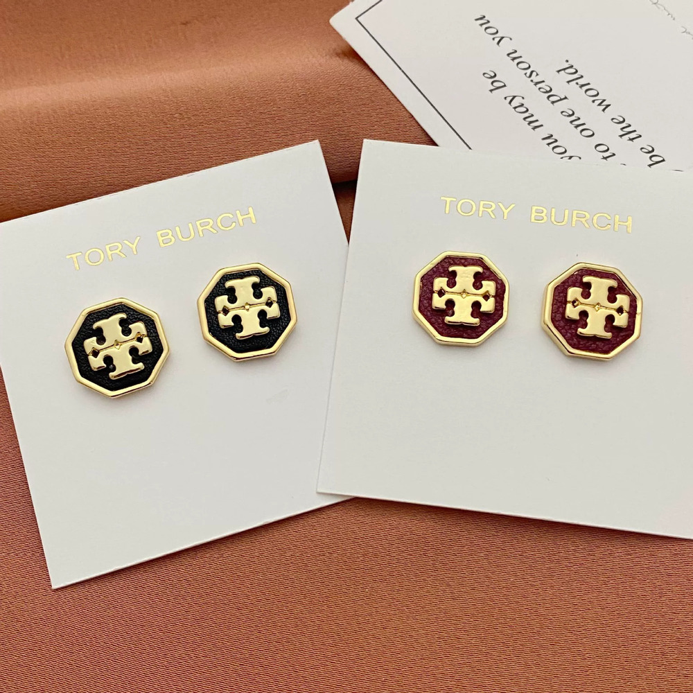 Tory Burch Personalized Octagon Letter Stud Earrings